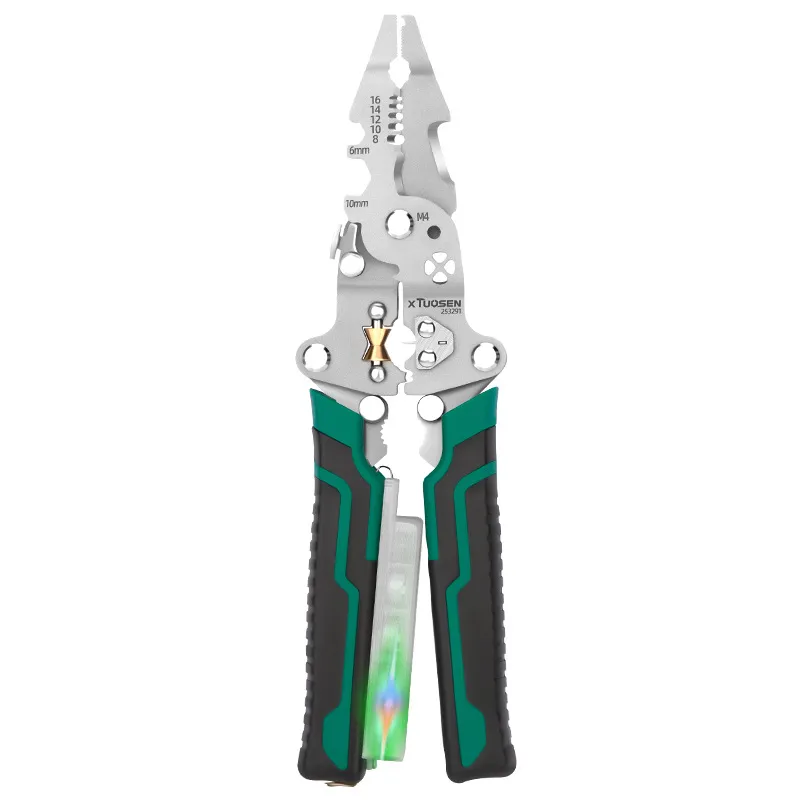 Multifunctional Household Wire Stripper Pliers – Electrician's Folding Needle Nose Pliers with Voltage Tester, Wire Cutter & Stripper, Foldable Test Pen Tool